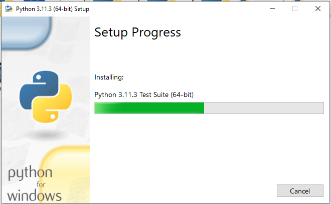 how to install python 3.11.3 in windows10 setupprogress